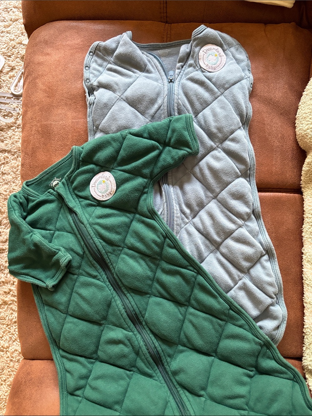 2-Pack Dreamland Baby Weighted Sleep Sacks in Green and Light Gray